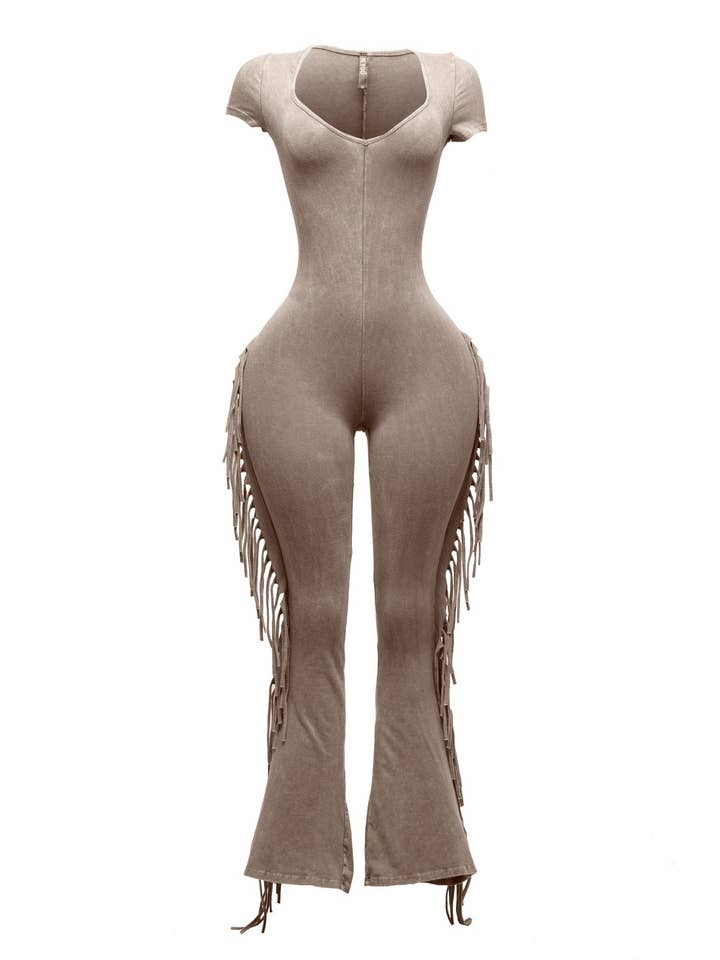 Boswell - Wholesale Jumpsuit - Women's - MINERAL WASH FRINGE DETAIL JUMPSUIT5