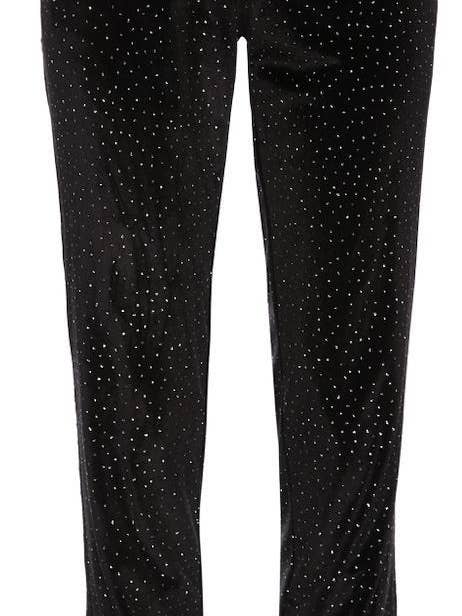 Ava Black Dazzle Velvet Pants With Silver Sparkles for wholesale by Ears Of Buddha