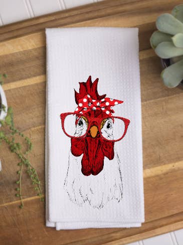 Sassy Hen Chicken Kitchen Towel, Dish Towel for wholesale by The Junkin’ Mamas
