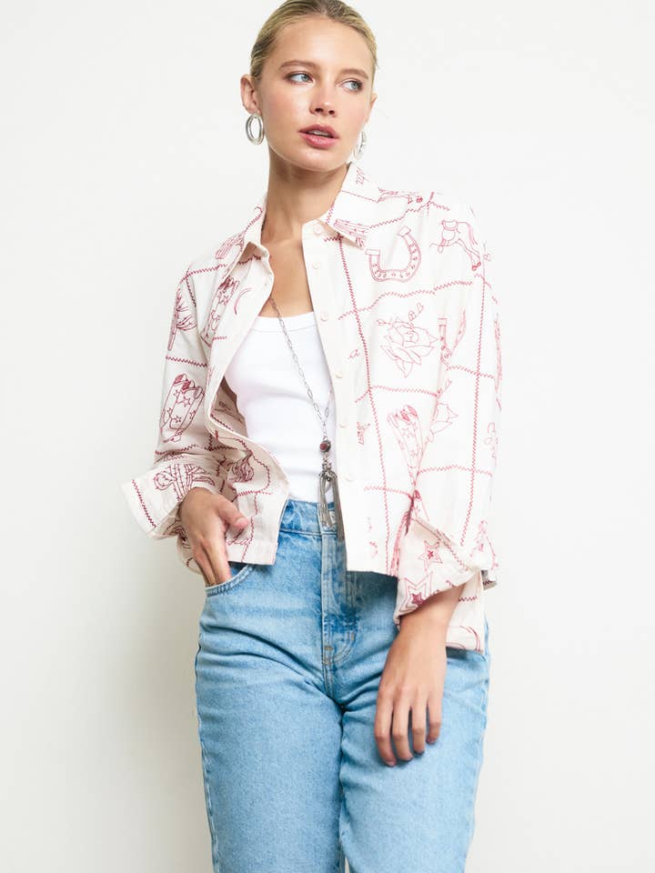 CREAM Western Flair Shirt - RT1133 for wholesale on Faire