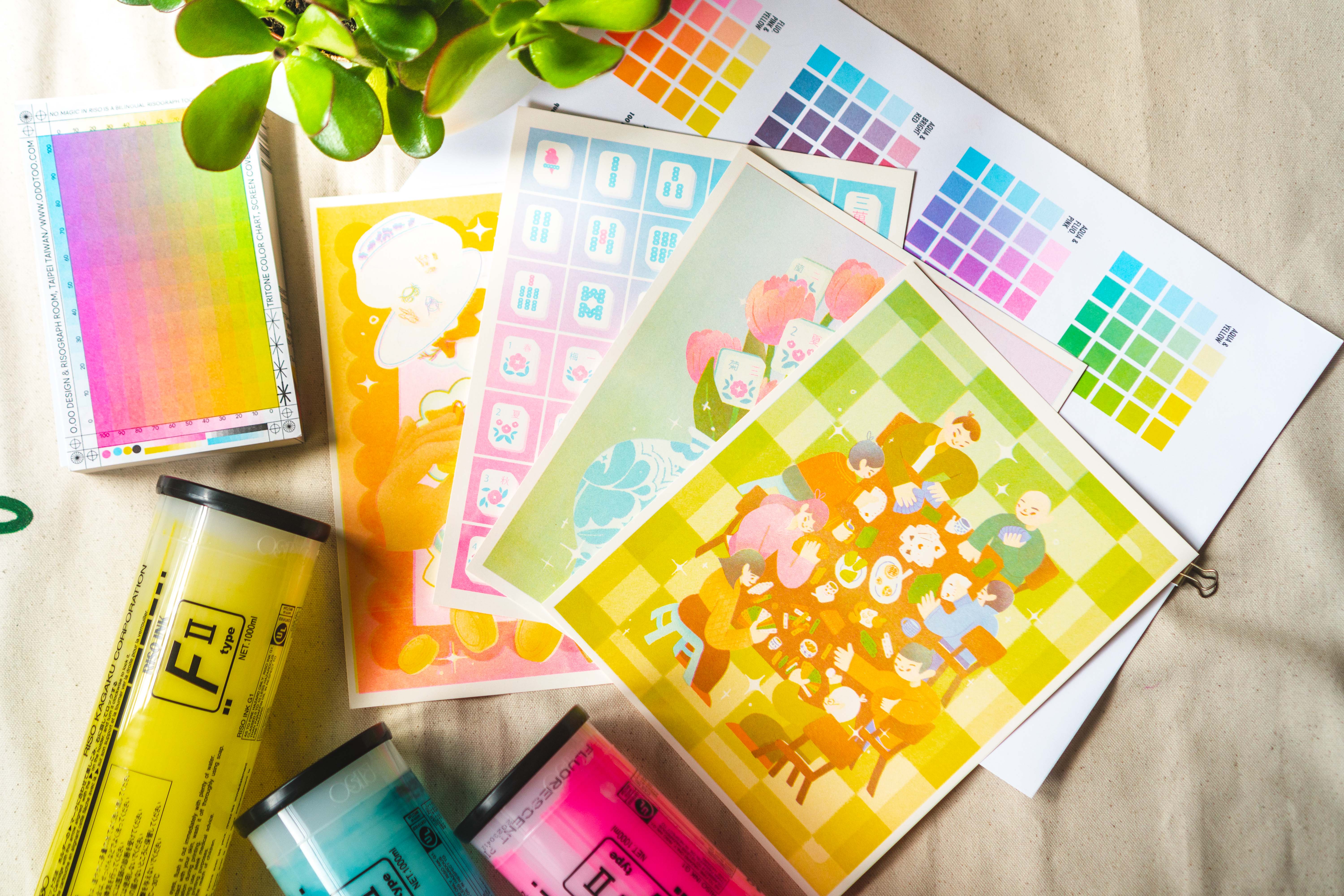 Caoculator - Wholesale Art Print - Mahjong Tiles Risograph Print4