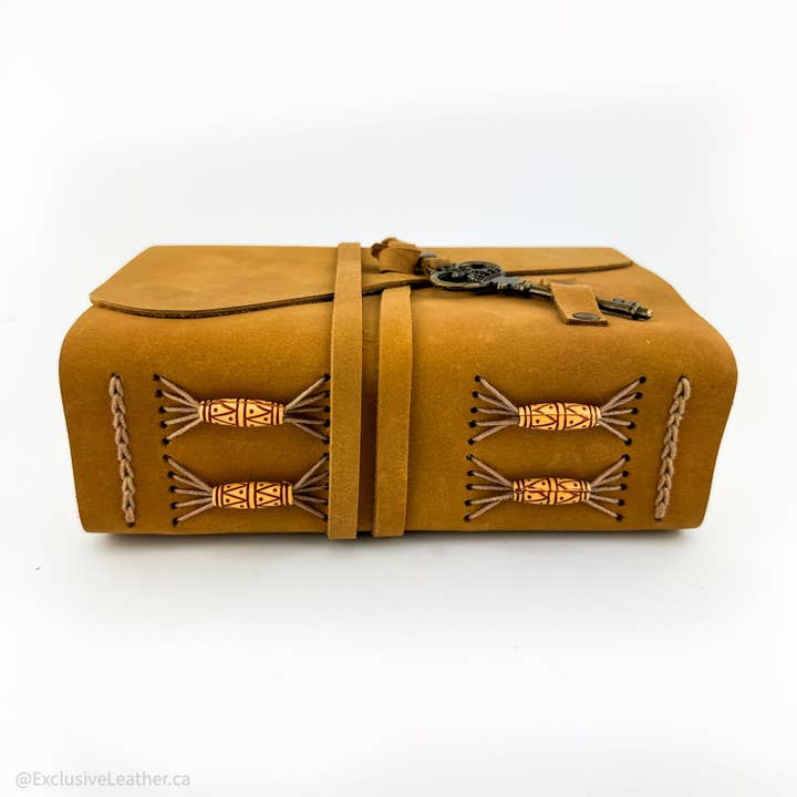 Exclusive Art Inc - Wholesale Journal/Diary - Leather Journal with key design // Artisan Wood Bead Binding4