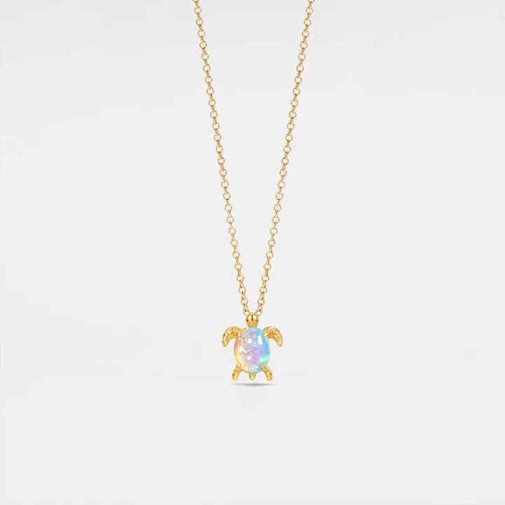 Opal Sea Turtle Beach Charm Necklace in 925 Sterling Silver for wholesale by Perimade & Co. LLC