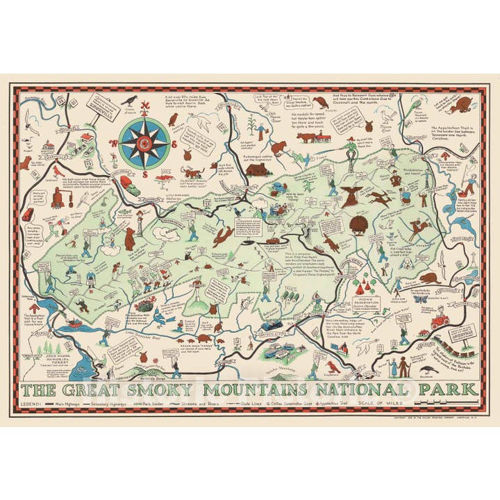 Historische Kaart - Het Great Smoky Mountains National Park 1939 voor wholesale door Historic Pictoric
