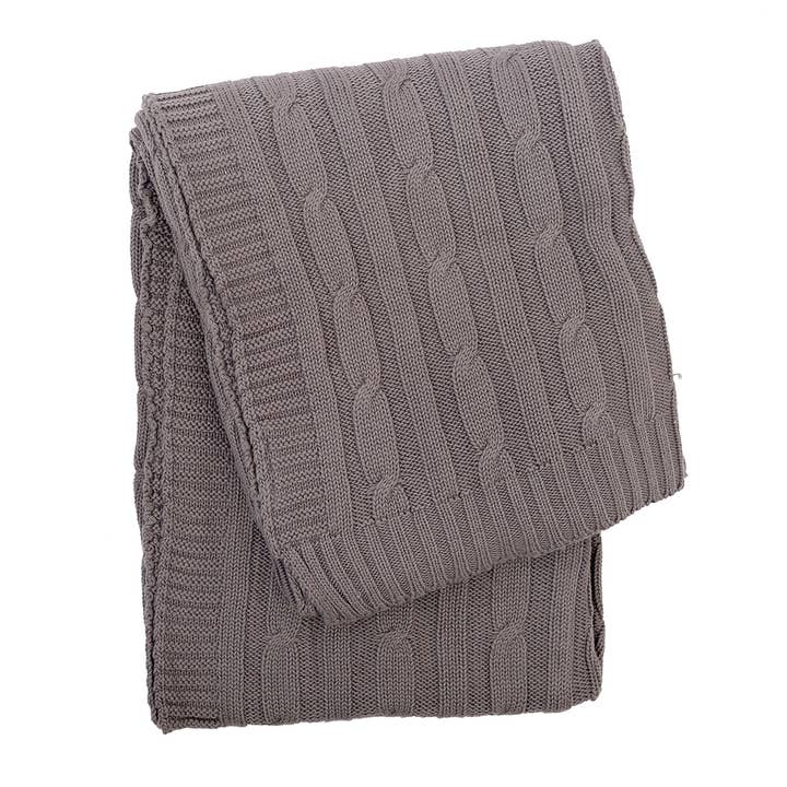 Plaid en tricot torsadé anthracite de 50 po x 60 po pour la vente par C&F Home