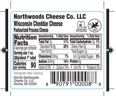 Northwoods Food and Gift Enterprises - Wholesale Cheese - 1040 4oz Northwoods Cheese Company Wisconsin Cheddar Cheese 1