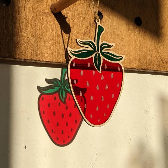 Bristol Design Forge Ltd - Wholesale Suncatcher - Strawberry Window Hanging Faux Stained Glass Cut Acrylic
