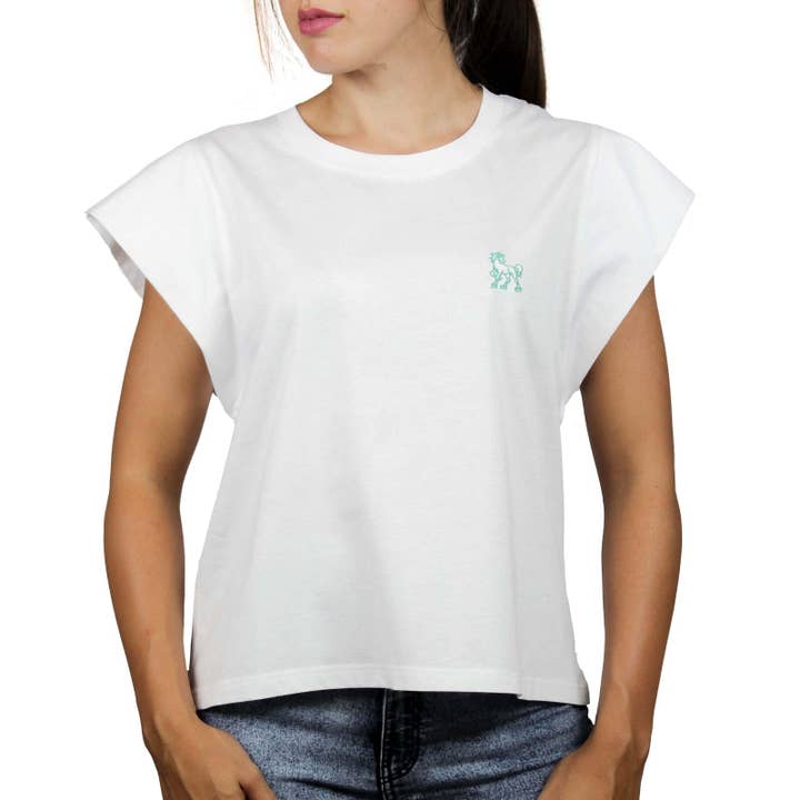 Witte mouwloze T-shirt met geborduurd logo voor wholesale door Vinto Exclusive