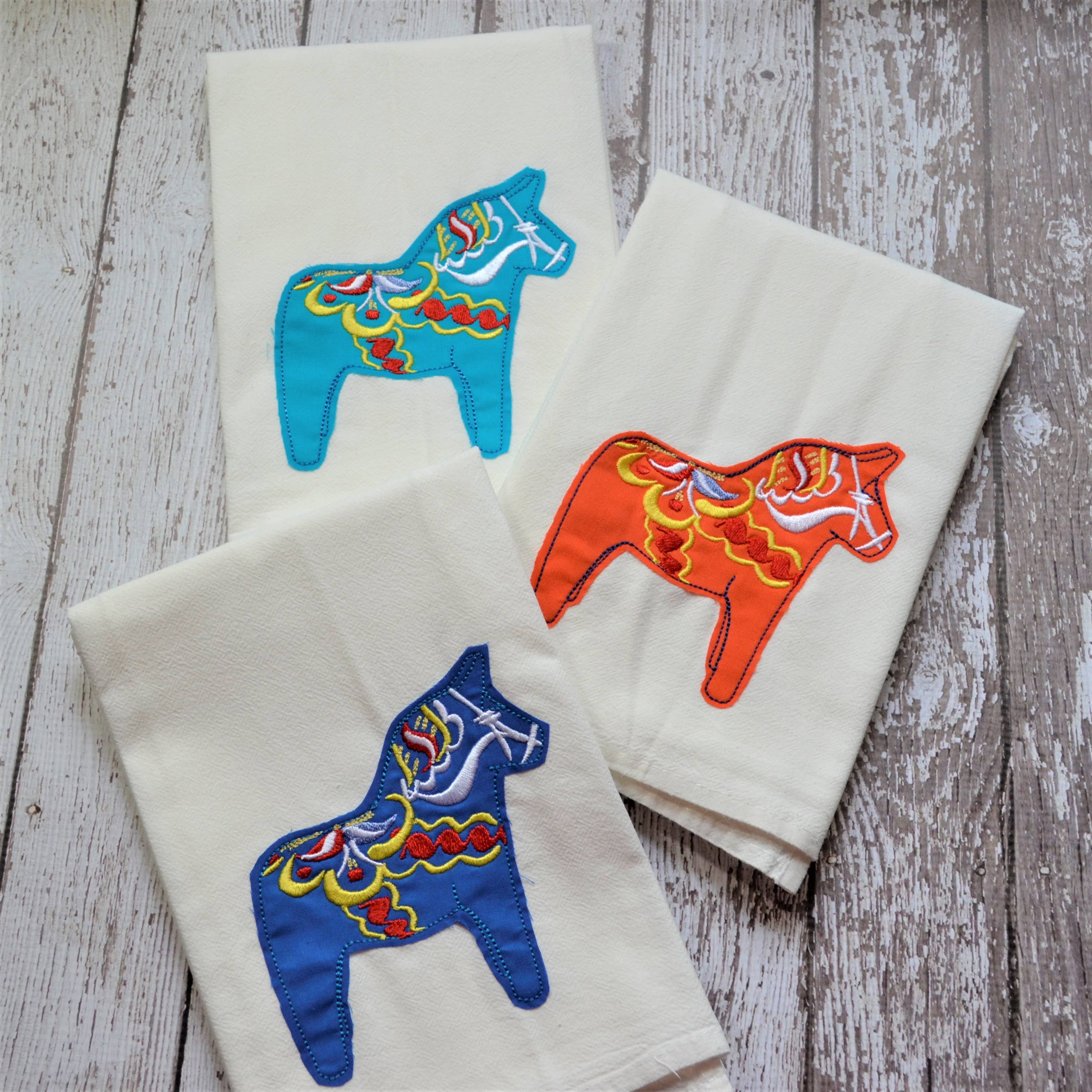 SewMuchMoreStore - Wholesale Tea Towel - Dala Horse Tea Towel, Embroidered Floursack Towel14