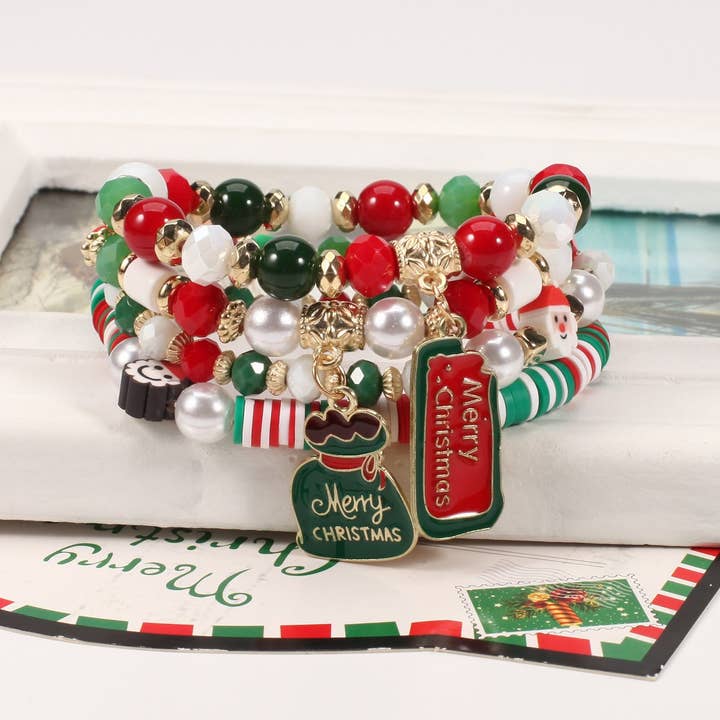 NINEXIS - Wholesale Beaded Bracelet - CWMM10448_CHRISTMAS CHARM BEADED BRACELET SNOWMAN TREE GIFT20