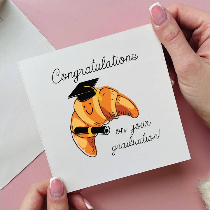Croissant Graduation Card for wholesale by Alphabet Studios
