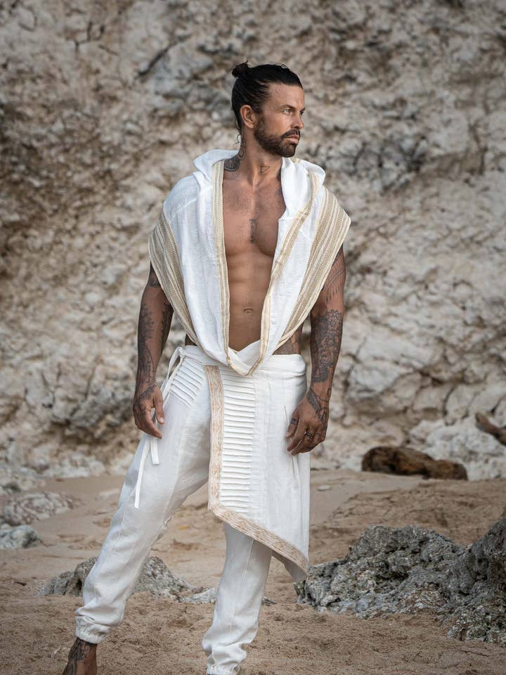 Arrakis Warrior Pants (White) for wholesale by YOSHIZEN