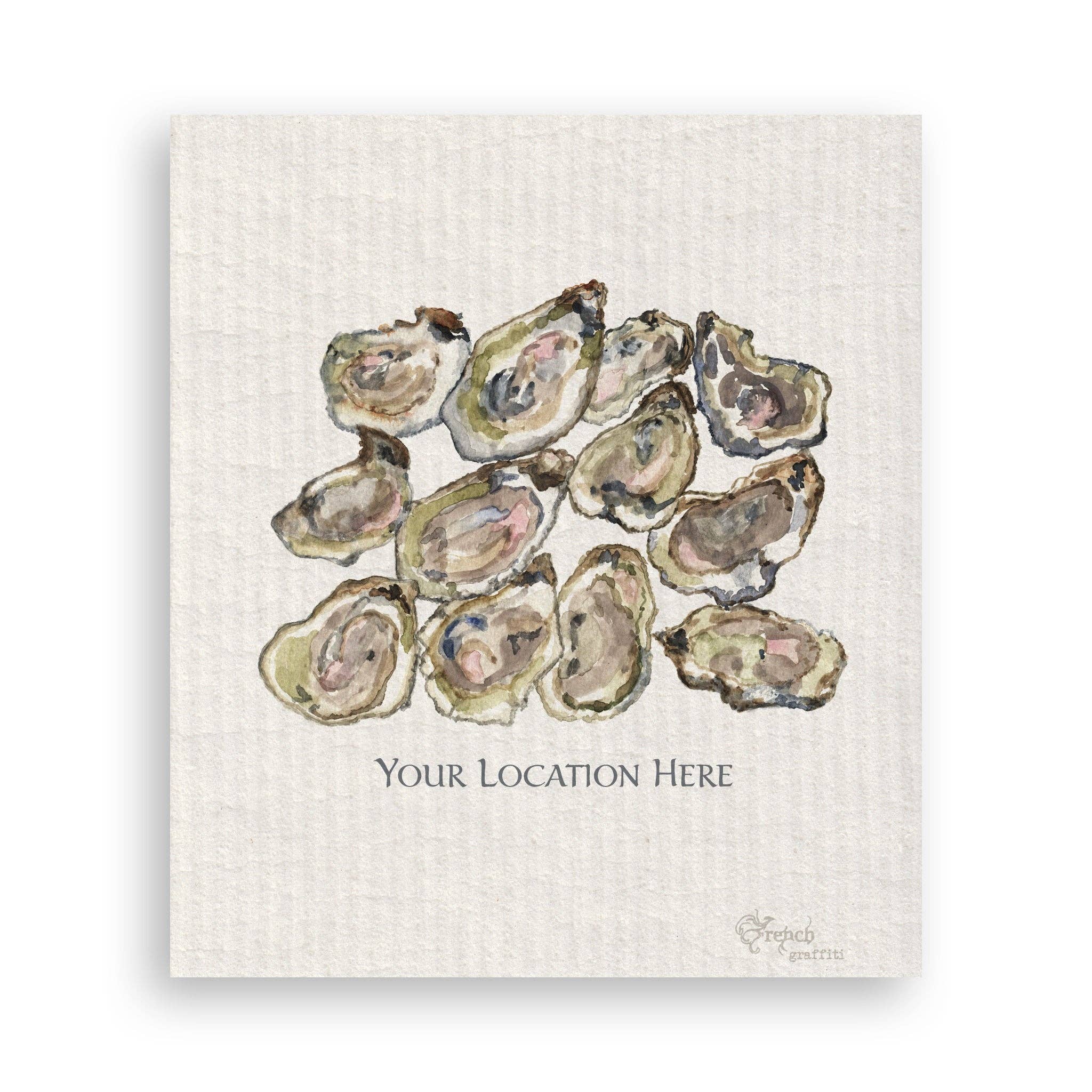 French Graffiti - Wholesale Tea Towel - A Dozen Oysters with Location16