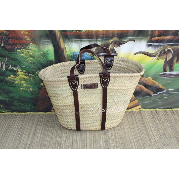 Shopping basket - Beach Straw Bag - Natural Market Tote - Moroccan wicker rattan palm tree for wholesale by Boutique Huléti