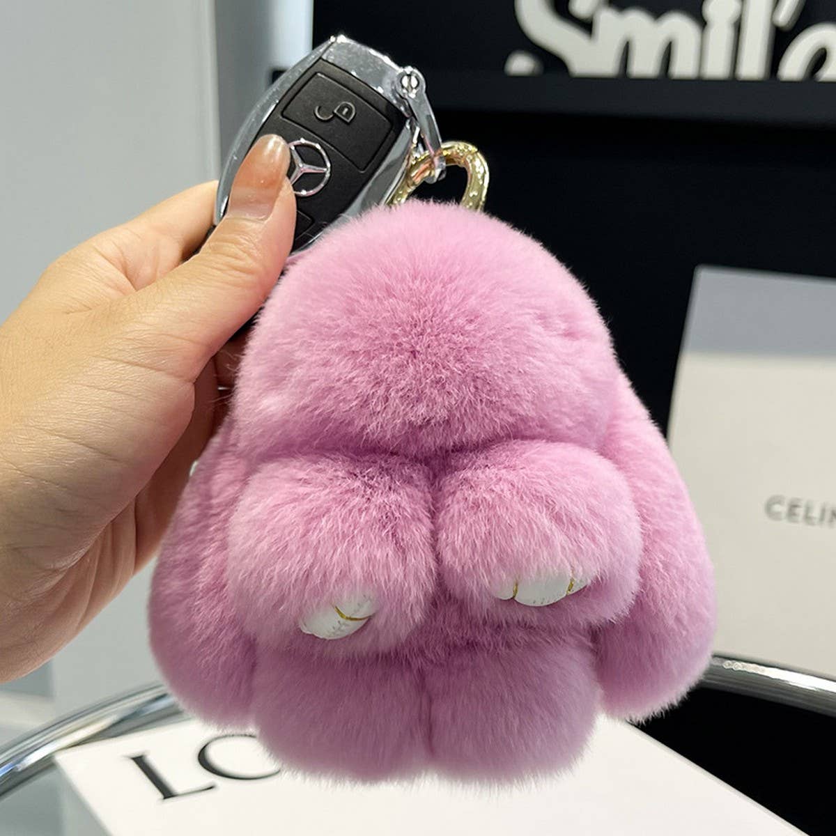 ACCITY - Wholesale Keychain - Unisex - NEW MINI CUTE PLUSH BUNNY CAR KEYCHAIN PENDANT_CWMM244814