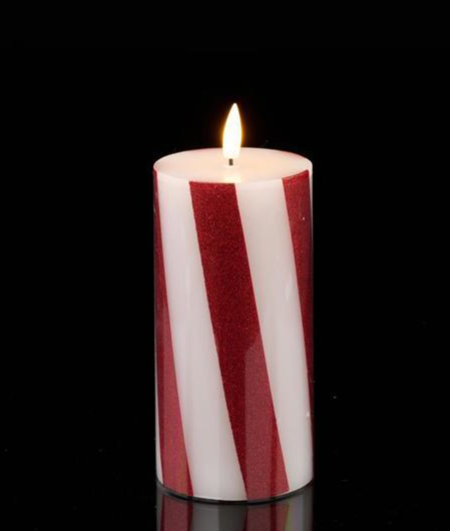Dunn Deals - Wholesale Flameless Candle - Candy Cane Lane - 6"H FLAMELESS CANDY CANE CANDLE RED/WHITE LED0