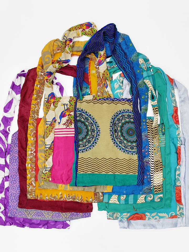 Kelly Assorted Fabric Shopper Bags Case of 10 for wholesale by Raj Trading & Imports (USA) Inc.