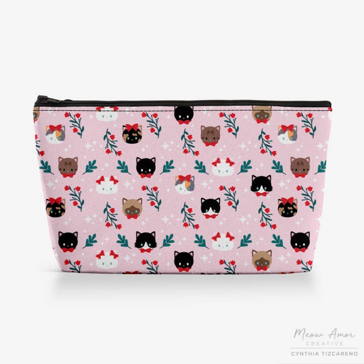 Romantic Cats Canvas Zipper Bag for wholesale by Meow Amor Creative