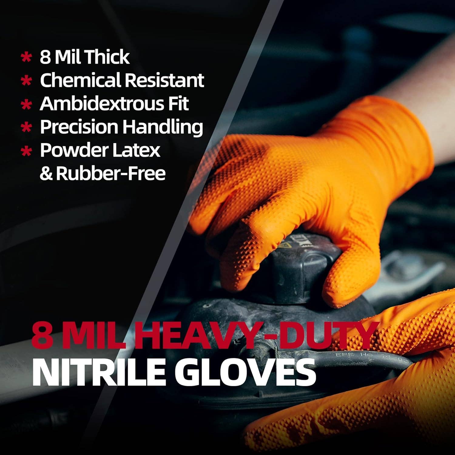 CLW Distributors INC - Venta al por mayor Guantes de limpieza - Guantes desechables de nitrilo 8 mil con textura de diamante, 100 unidades por caja10