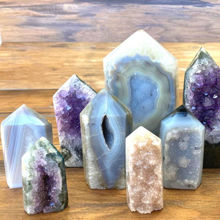 Crystal Joys Wholesale - Wholesale Spiritual Stone/Crystal - Wholesale Amethyst Agate Geode Pillars 4-6"1