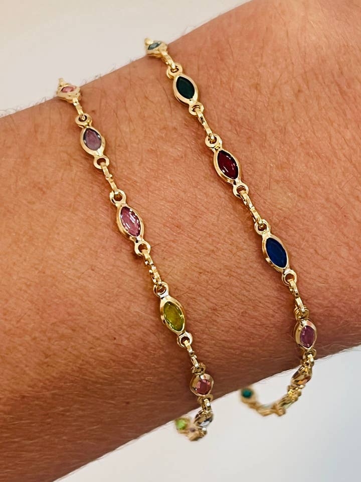Gold Filled Gemstone Bracelet | Dainty Oval Radiance for wholesale by Haus of Monogram