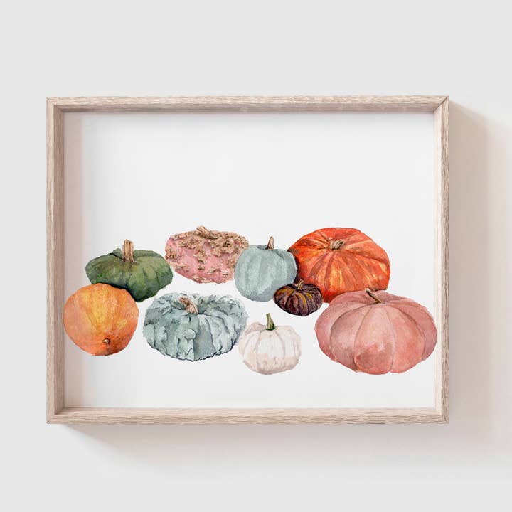Pumpkin Patch Watercolor Art Print for wholesale by Grace Langdon Art