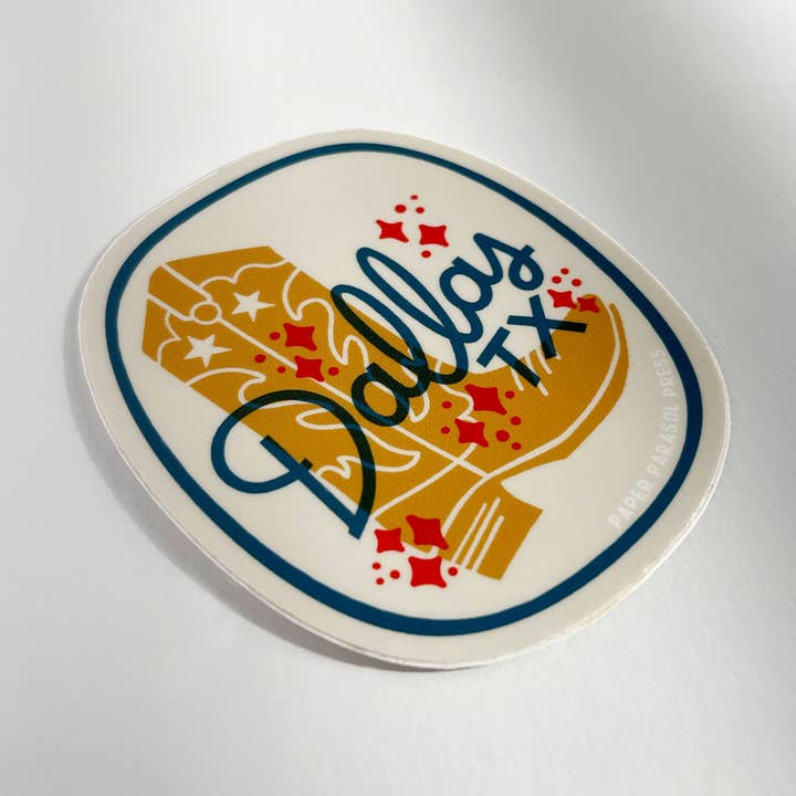 Dallas Cowboy Boot Durable Vinyl Sticker for wholesale by Paper Parasol Press