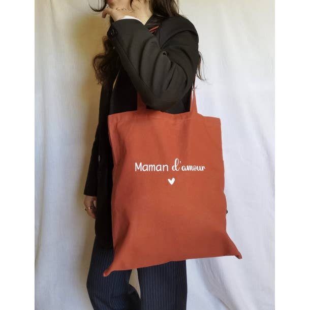 Terrakotta tygkasse med texten «mommy of love» för wholesale av Jolie bibi & son mini