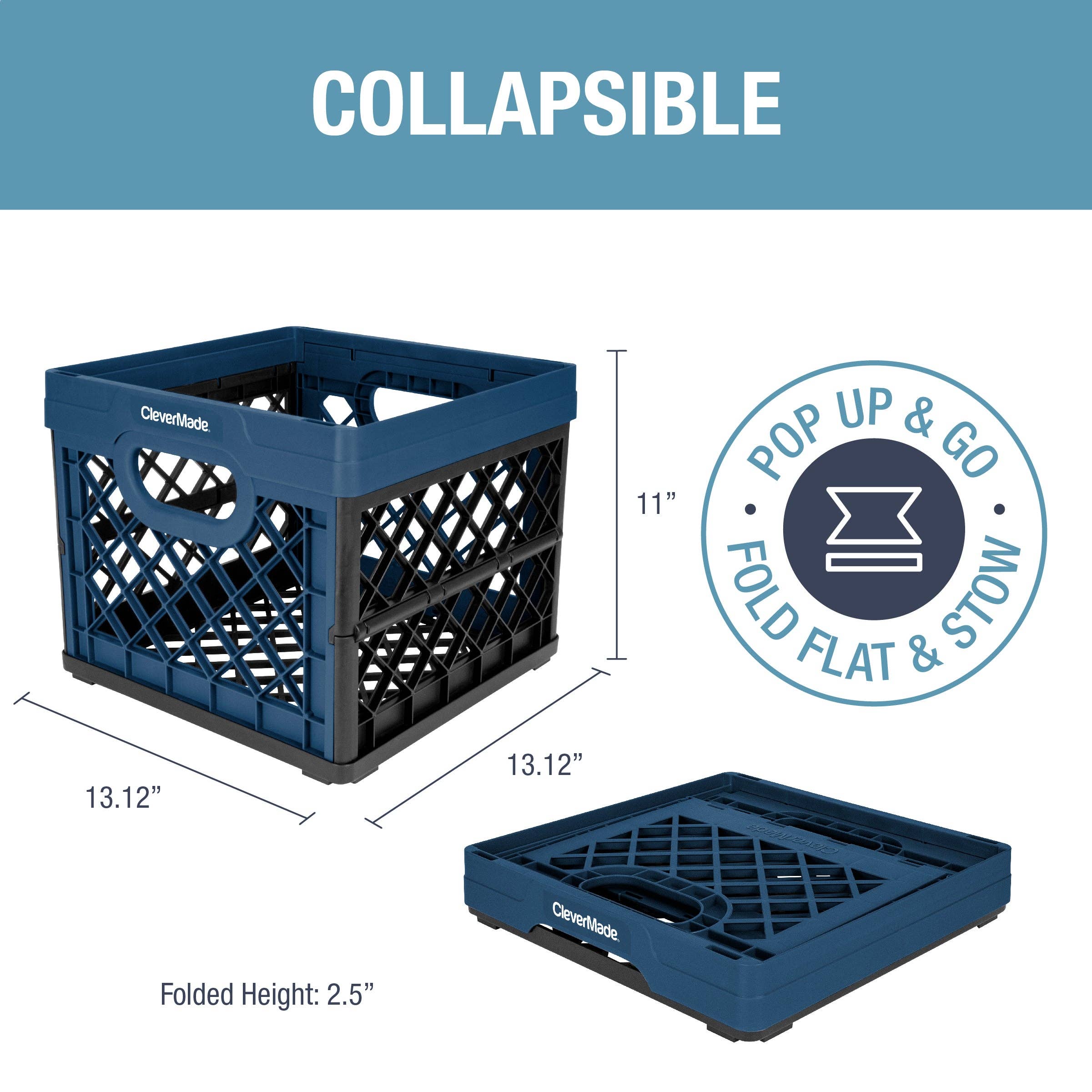 CleverMade - Wholesale Storage Bin - Collapsible Milk Crate3