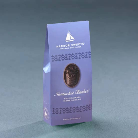 Harbor Sweets Chocolates - Wholesale Chocolate Covered Sweets - Nantucket Basket Dark Chocolate with Almonds Gable Box
