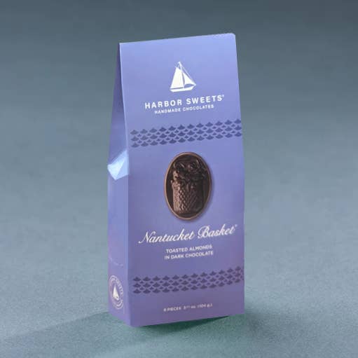 Harbor Sweets Chocolates - Wholesale Chocolate Covered Sweets - Nantucket Basket Dark Chocolate with Almonds Gable Box 0