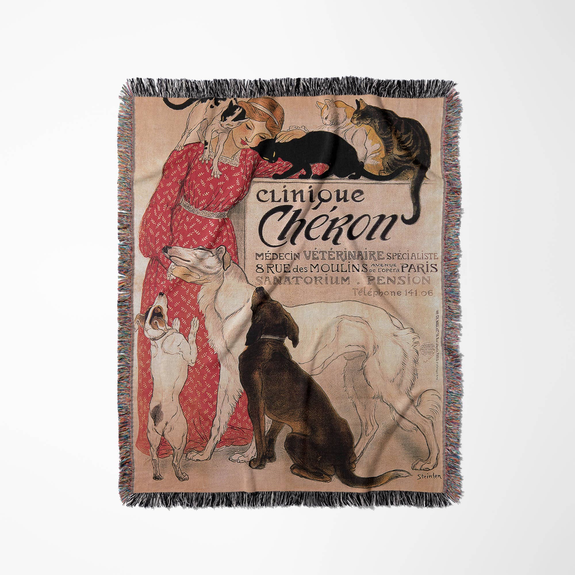 3dRose - Wholesale Throw Blanket - 3dRose, Vintage Art Nouveau Clinique Cheron Paris France Poster, Blanket