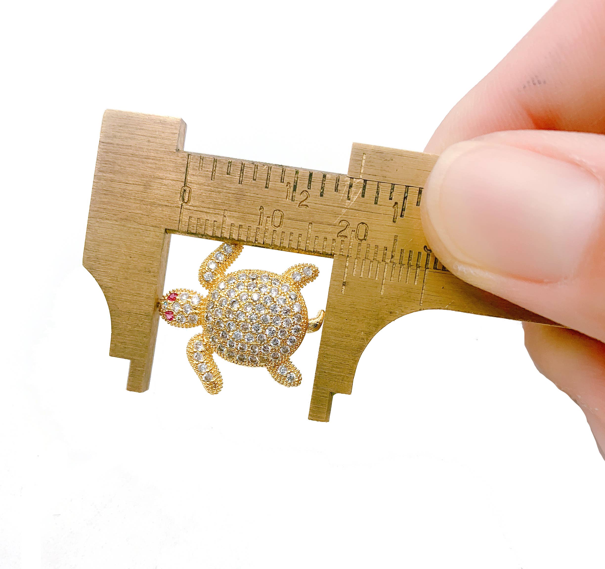 Beads Creation - Wholesale Individual Charm/Pendant - Gold Filled Sea Turtle Bead CZ Micro Pave, BD0473