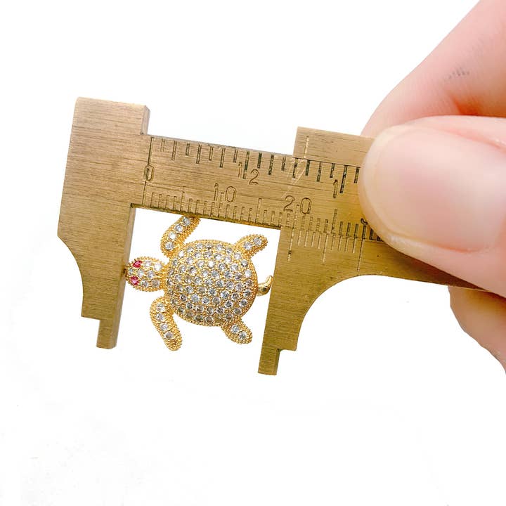 Beads Creation - Wholesale Individual Charm/Pendant - Gold Filled Sea Turtle Bead CZ Micro Pave, BD0473