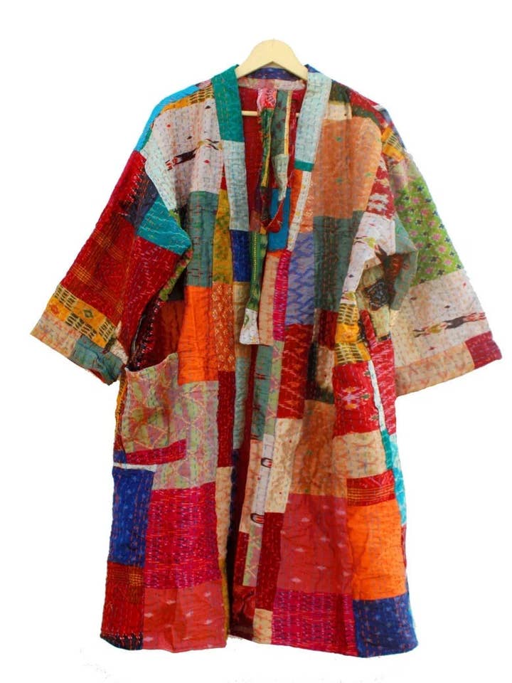 GYPSY STUDIO - Wholesale Kimono – Women's - Kimono Vintage Silk Sari Kantha kimono Robe Gift for lover0