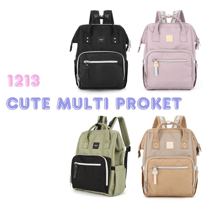 HIMAWARI - Wholesale Backpack – Unisex - MULTI PORKET WATERPROOF BACKPACK 1213 - ALL COLOR1