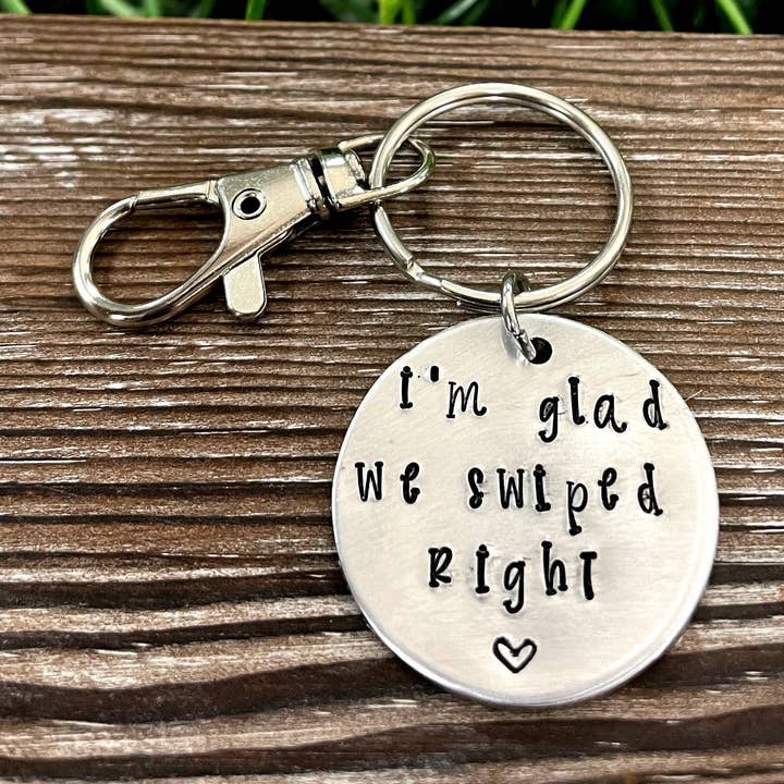 Handmade by Marlayna – Porta-chaves - Unissexo por atacado – I'm Glad We Swiped Chaveiro Estampado à Direita Presente de Namorado Dia dos Namorados0
