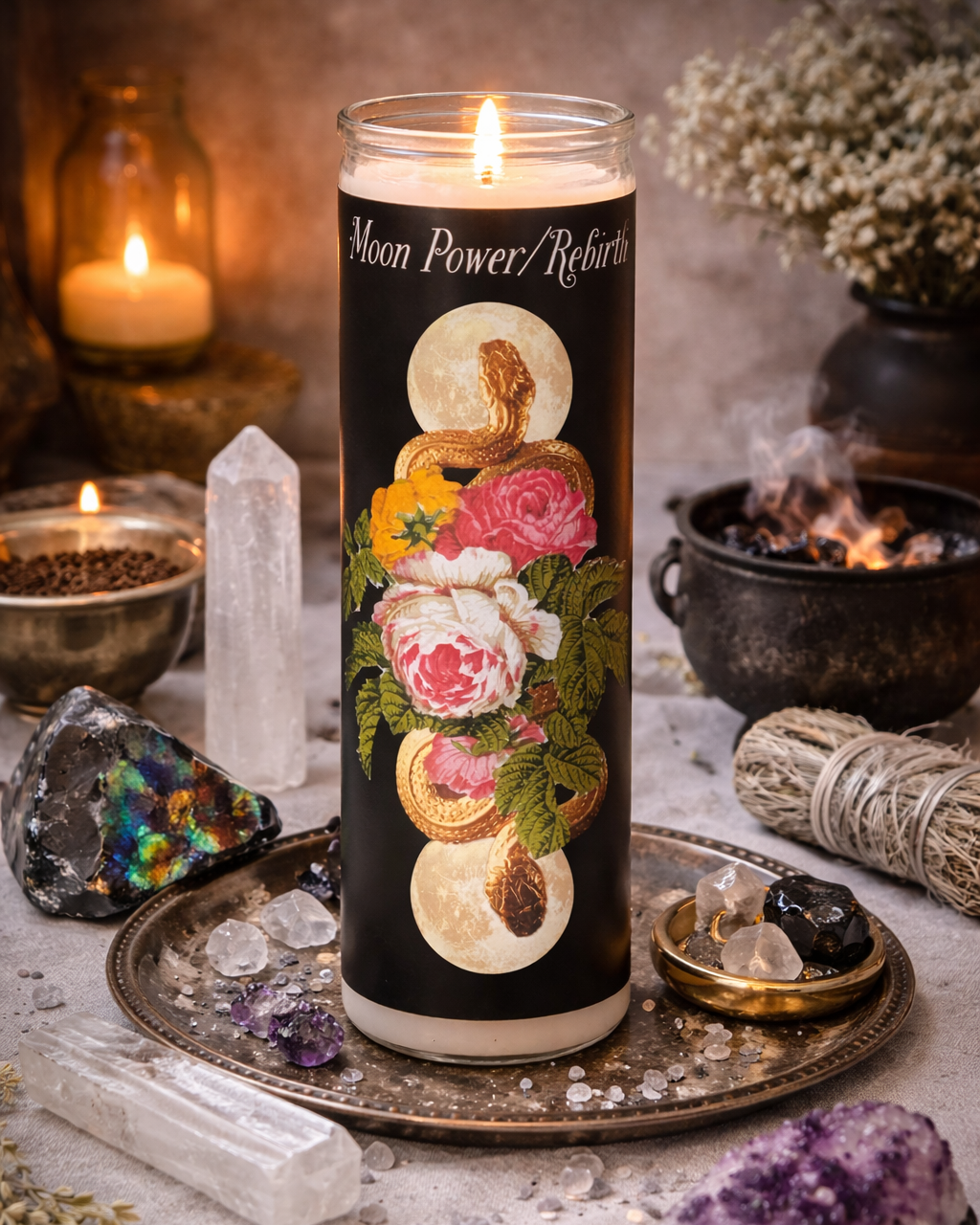 Snakes for Hair - Wholesale Votive Candle - "Moon Power/Rebirth" Soy Ritual Candle1