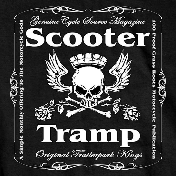 Official Cycle Source Magazine CSM1008 Men’s Scooter Tramp Black T-Shirt for wholesale on Faire