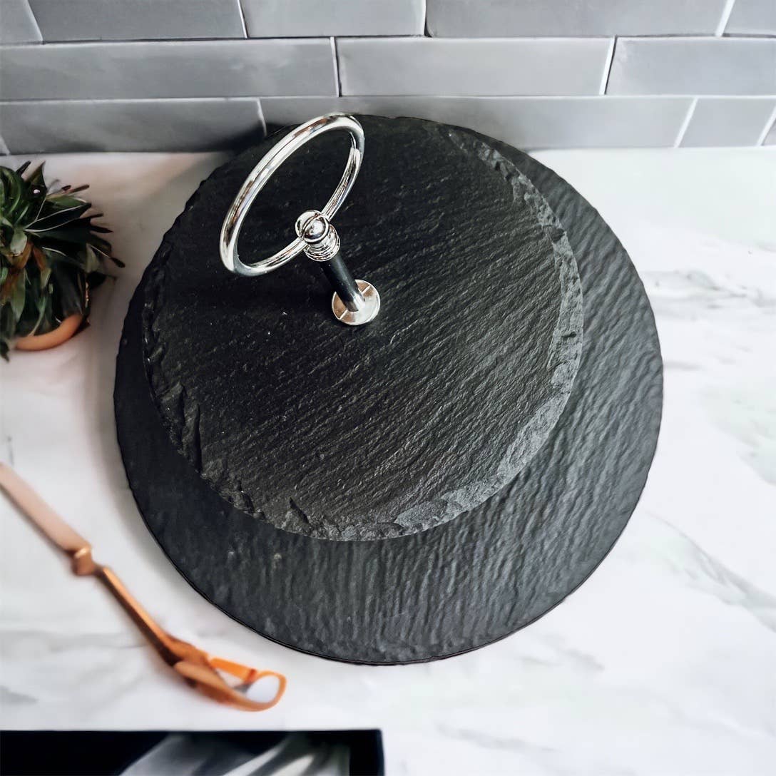 Gia Roma – wholesale Serving tray – Slate Tiered Trays with Handle, Natural Stoneware Handmade20