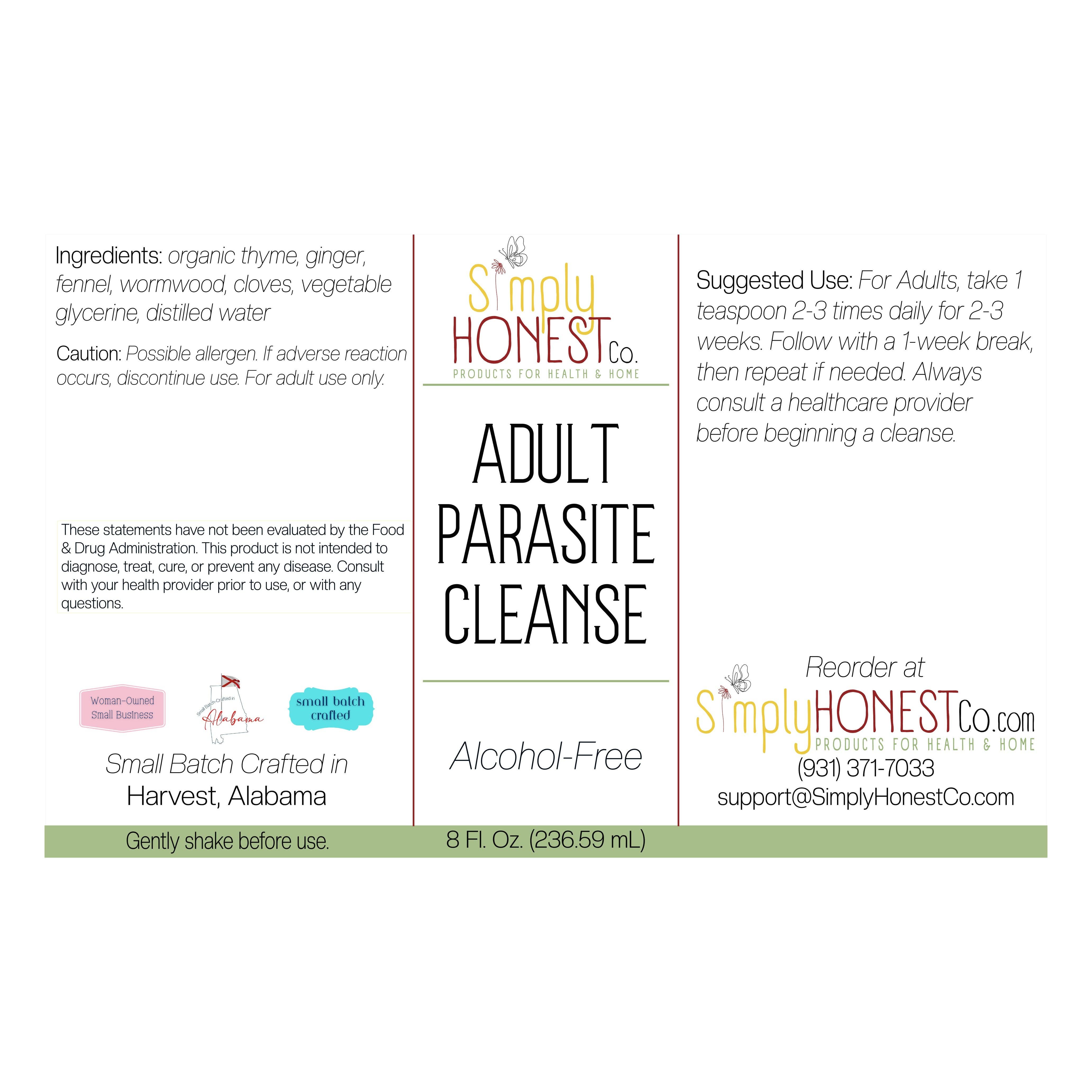 Simply Honest Co. - Wholesale Oral Supplement/Vitamin - Adult Parasite Cleanse Infusion - Glycerine Based1