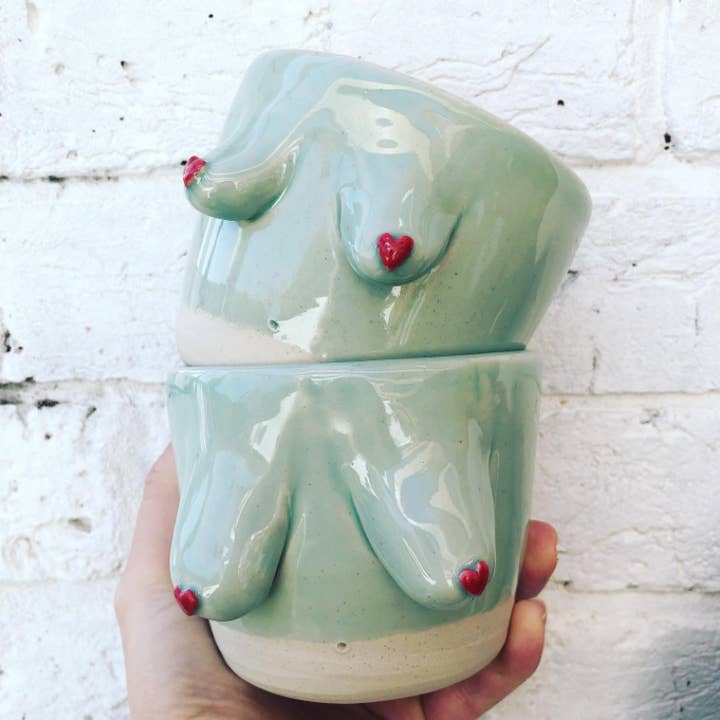 Ceramic Boob Planter 7x9cm for wholesale by BoobieBu