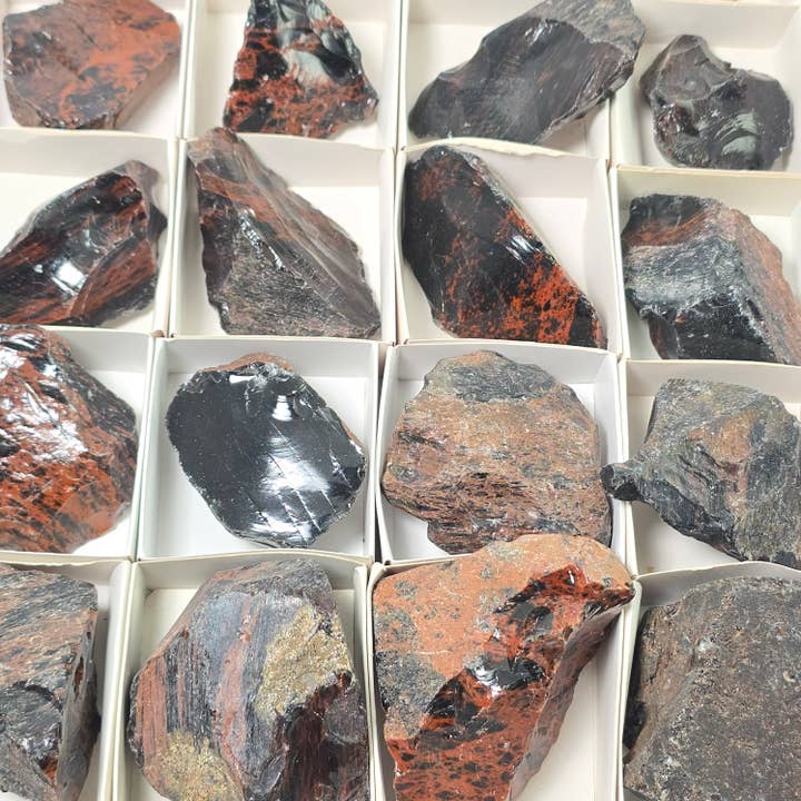 24 stk. Mahogni Obsidian ~ Bulk Rå Krystaller ~ Mineraler for engroshandel hos Aquamarine Daydream Wholesale