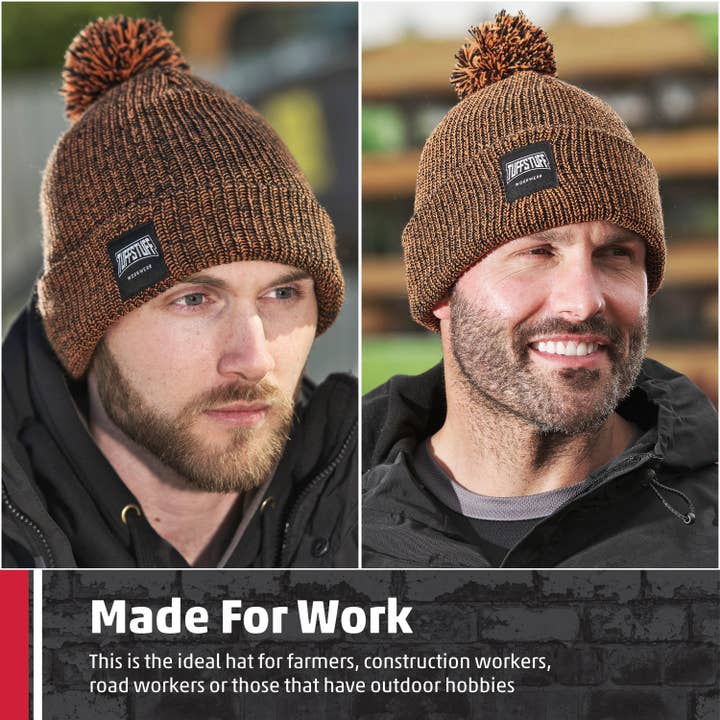 TuffStuff Elite Orange Bobble Hat, Chunky Knit, Versatile for wholesale on Faire5