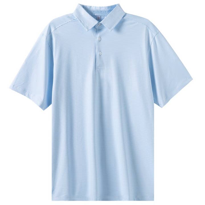 Micro Blue & White Stripe Polo for wholesale by Meripex Apparel