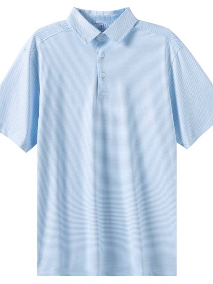 Meripex Apparel - Wholesale Polo - Men's - Micro Blue & White Stripe Polo