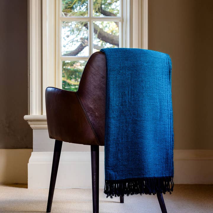 Turquoise Merino Wool Throw for wholesale by FARO