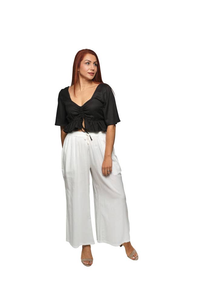 Sacred Threads - Wholesale Blouse - Women's - Midnight Magic Summer Crop Top with Ties