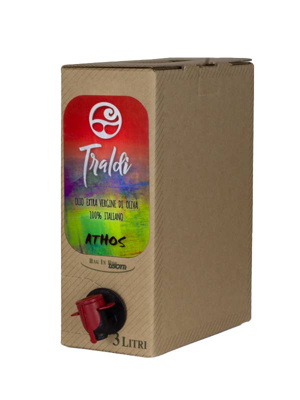 Athos Extra Virgin Olive Oil bag in box 3lt for wholesale by Olio Traldi di Boni Francesca