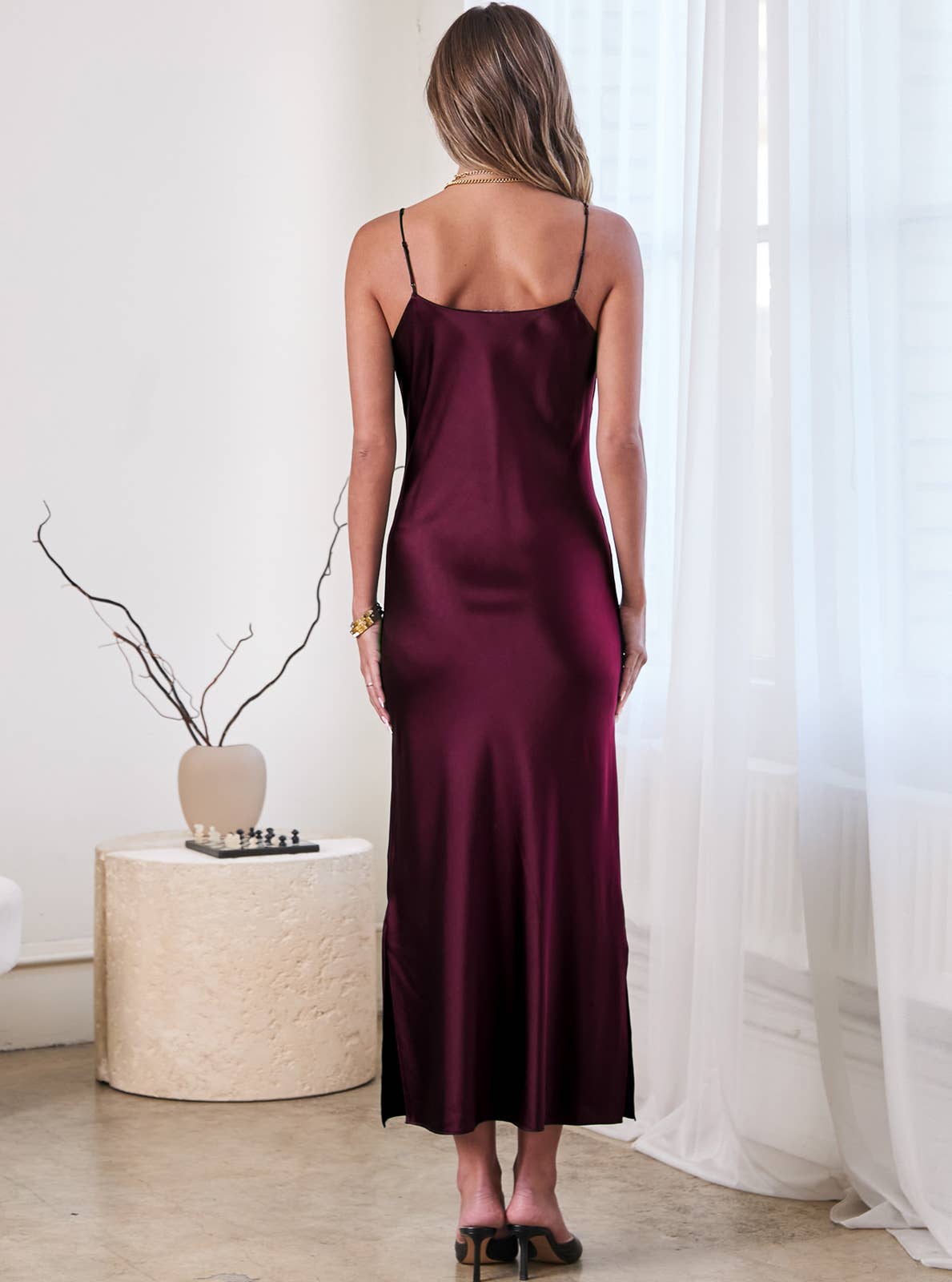 Current Air - Venta al por mayor Vestido - Mujer - Vestido midi de tirantes 100% seda6